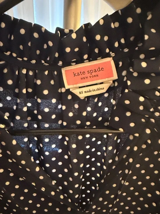kate spade black and white Polka Dot Ruffle Collar Sleeveless Top size XS - Picture 4 of 5